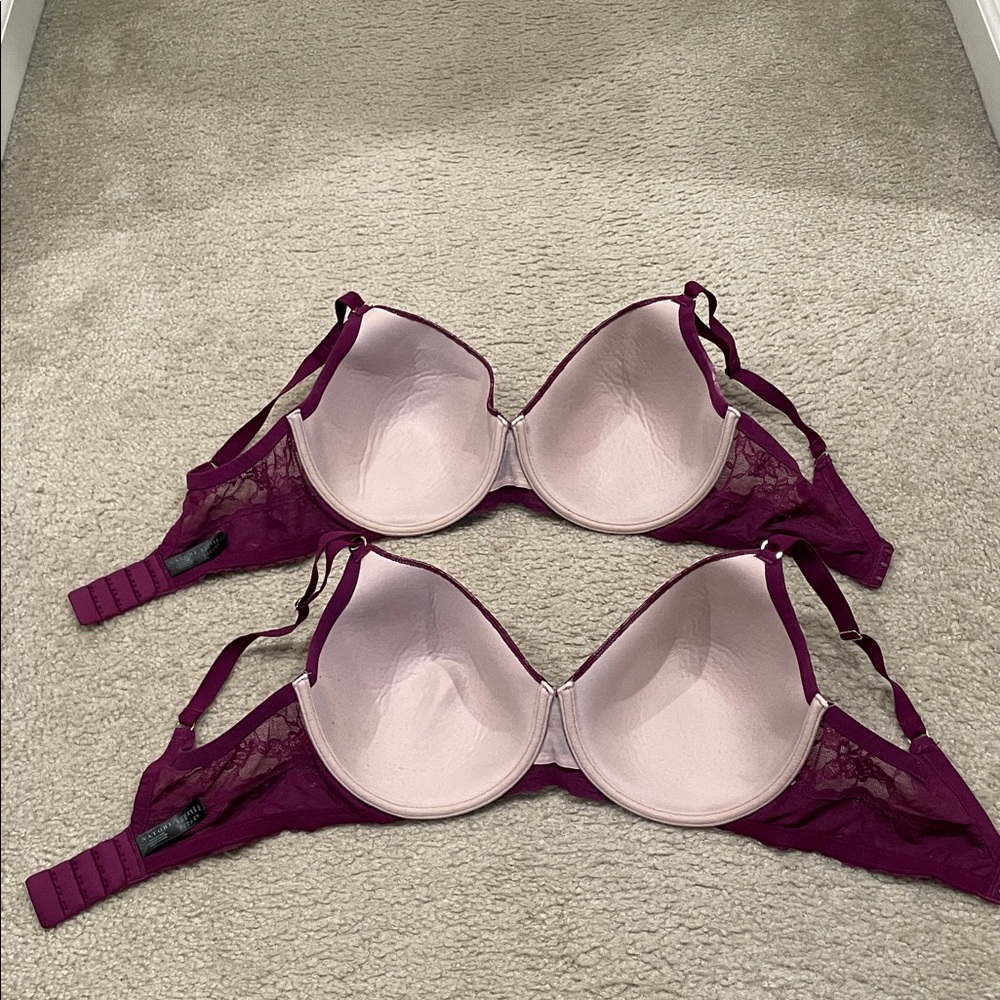 2 Preowned Natori Elegant Lace Bras purple 36F - Picture 5 of 8